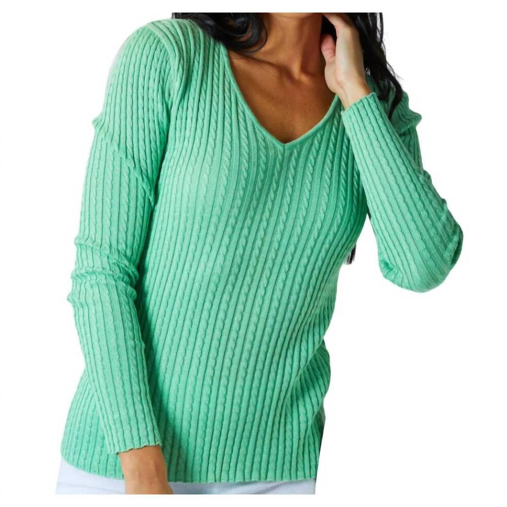 NEW ANGEL APPAREL braided v-neck sweater in green